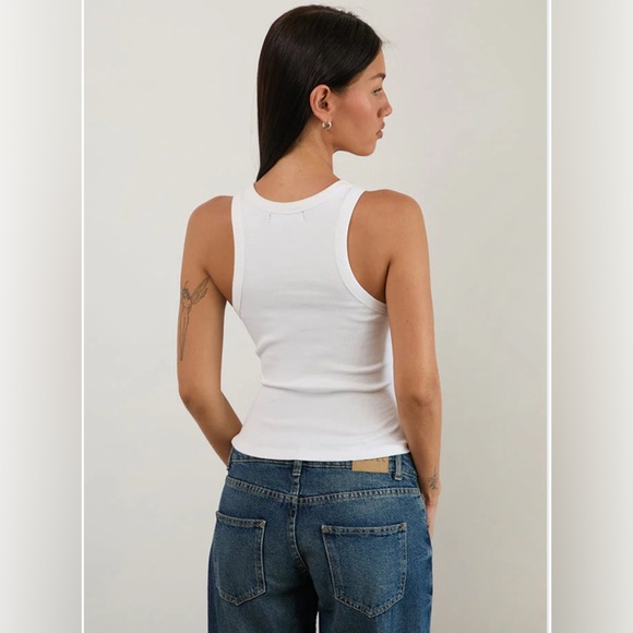 Motel Rocks Cariter Racer Vest Top In Ribbed White - Picture 2 of 7